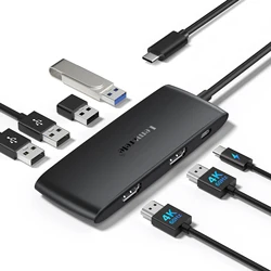Lemorele USB-C Hub 10Ports Docking Station USB Type C to Dual HDMI 4K 30Hz VGA USB 3.0 Adapter PD100W SD Card Reader for MacBook