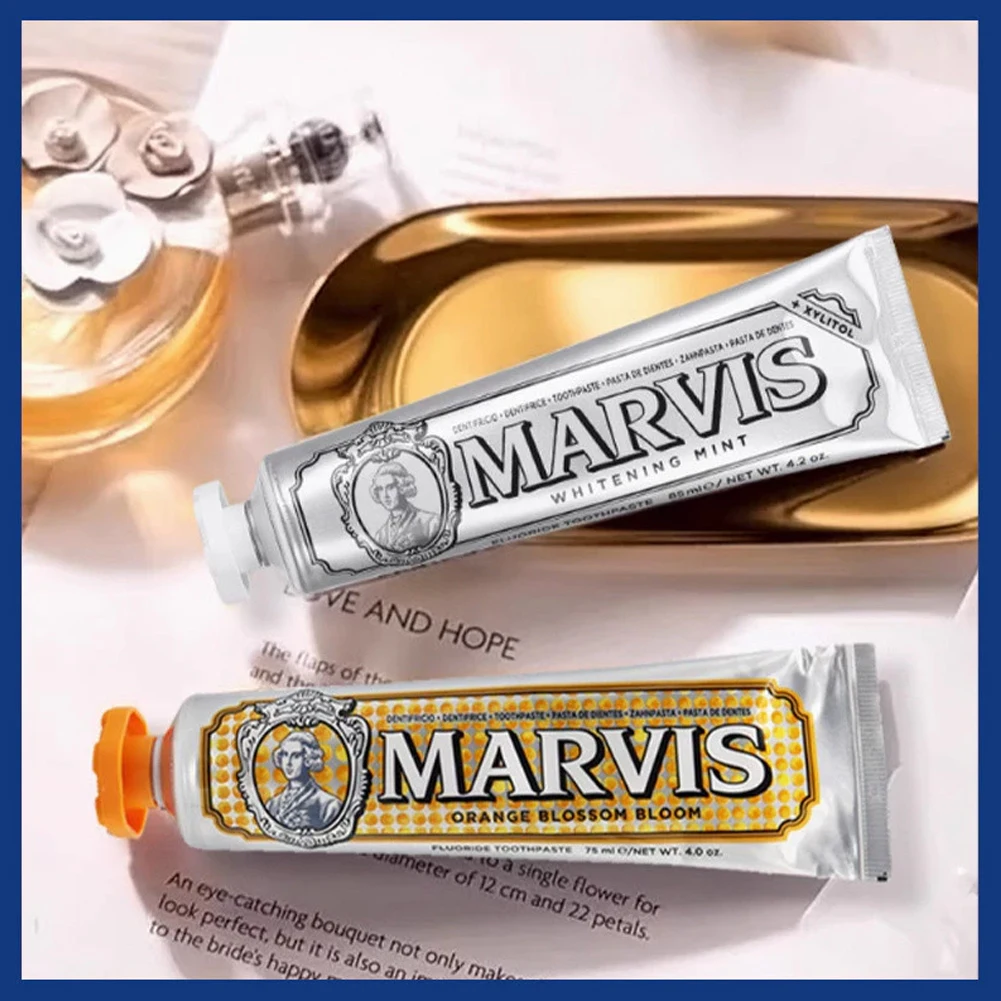 Pasta de dientes blanqueadora Marvis 85 ml - Pasta de dientes italiana refrescante de menta blanquea, reduce la placa, protege los dientes