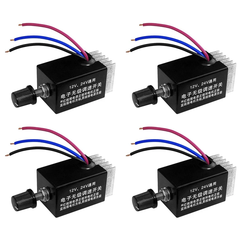 4Pc Motor Speed Regulator DC 12V/24V 10 A Motor Speed Controller Switch For Car Truck Fan Heater Control