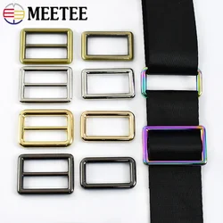5/10Pcs 12-50mm Meetee Metal Tri-Glide Sliders Ring Buckle Handbag Adjust Clasp Backpack Belt Buckles DIY Sewing Accessories