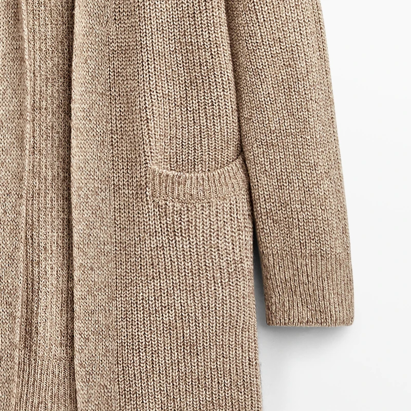 

Women's Casual Knitted Open Cardigan Coat ket Decorated Loose Medium-Length Woolen Knitwear Spring Commute Sle Long Sve