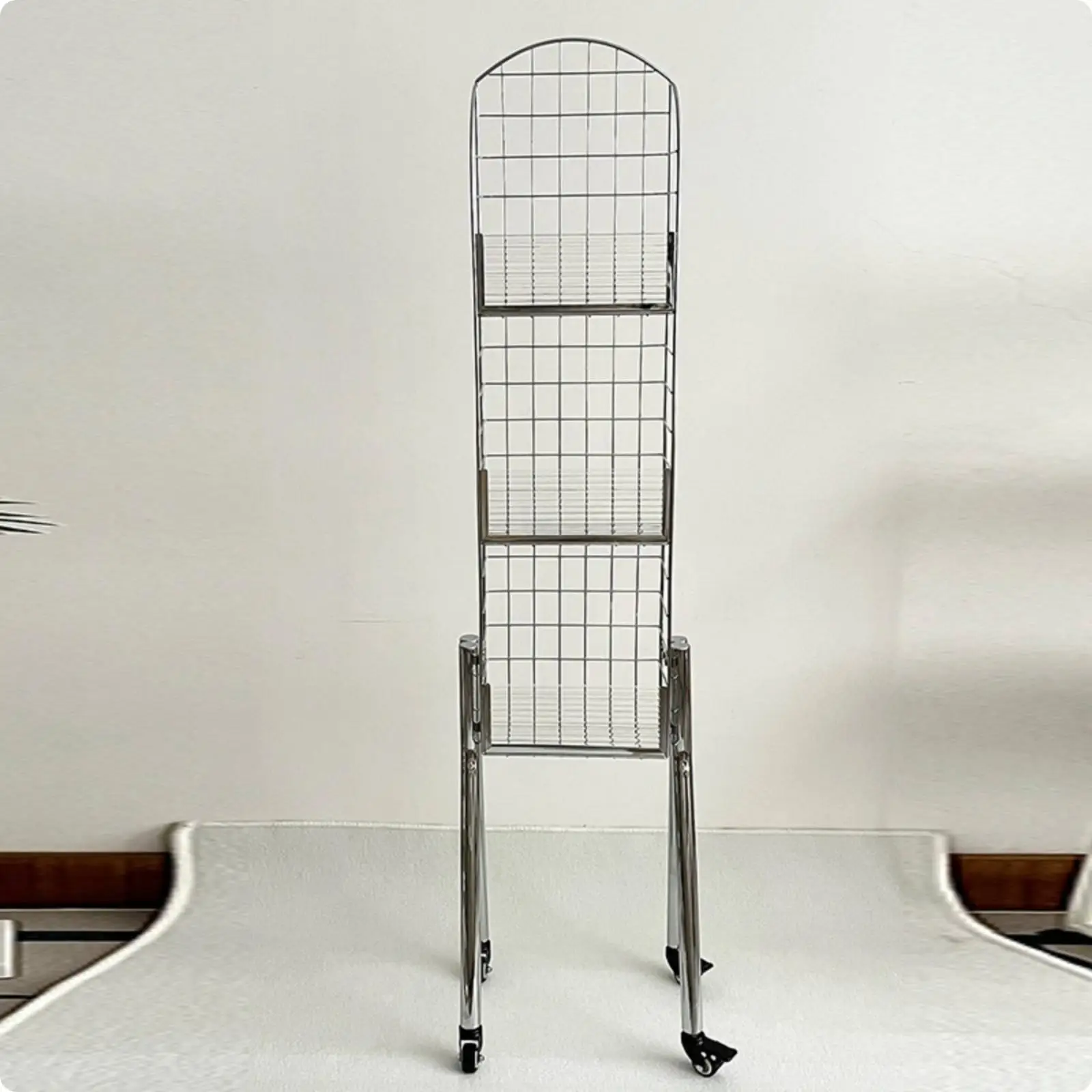 Compact 3 Layer Rolling Shelf Cart for Reading Nook Decorative Storage Rack with Arched Design