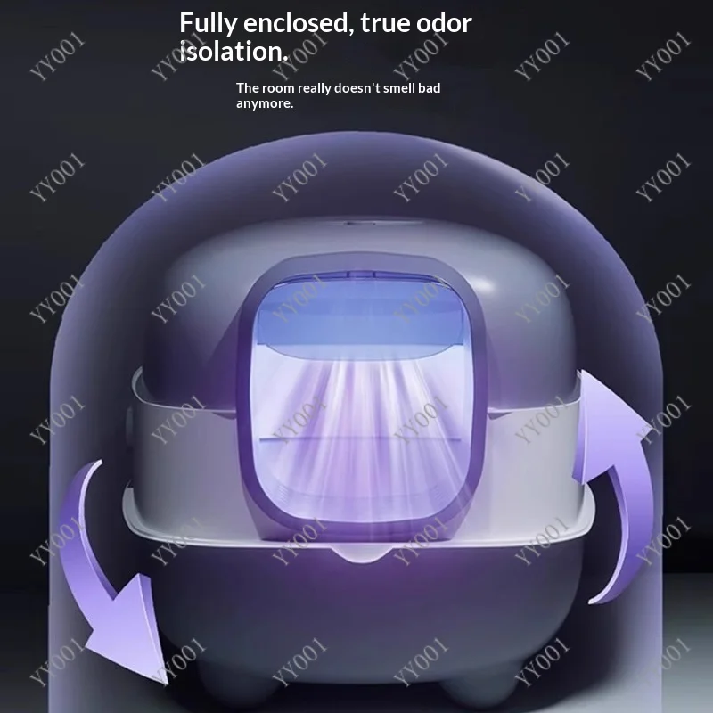 XXL Fully Enclosed Cat Litter Box UV Sterilization Odor Control Flip Top Lid Pet Toilet view 3