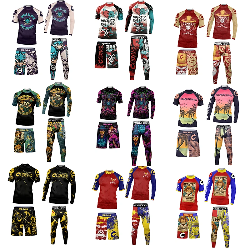 

Cody Lundin High Quality T-shirt+Long Sleeve+Shorts+Long Pants Sports 4-piece Set MMA Jiu jitsu gi Men's Fighting Muay Thai Sets