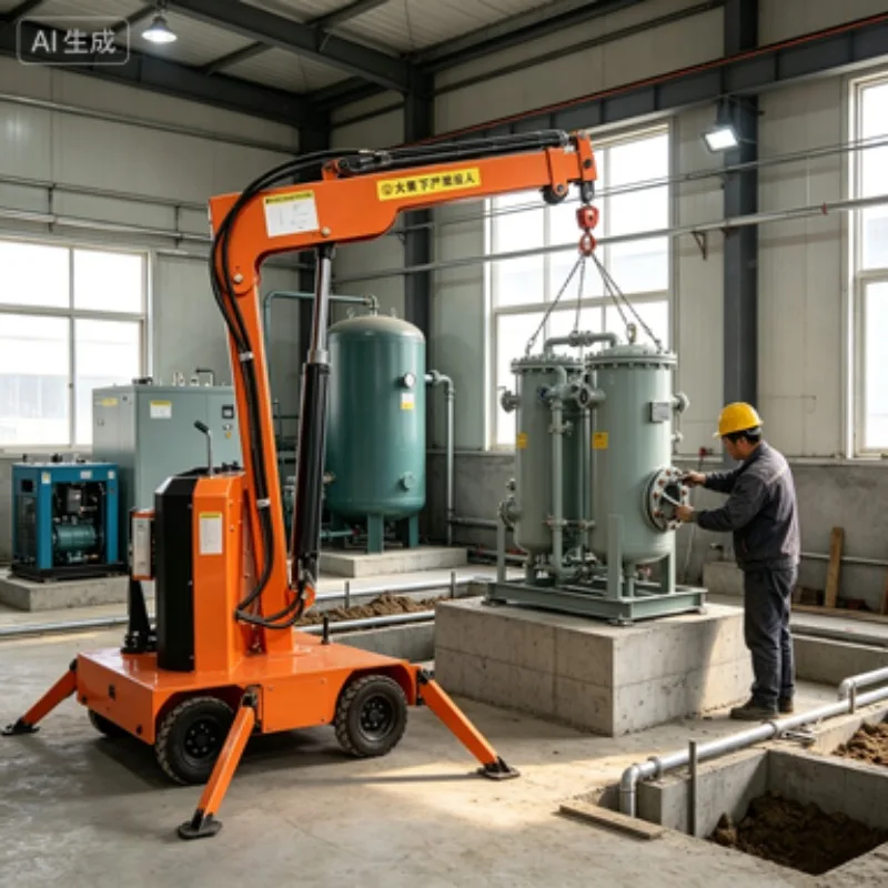 Space-Saving Foldable Electric Crane – 1.5T Hydraulic Lifting Hoist, Floor Crane with Extendable Jib and Wireless Remote Control