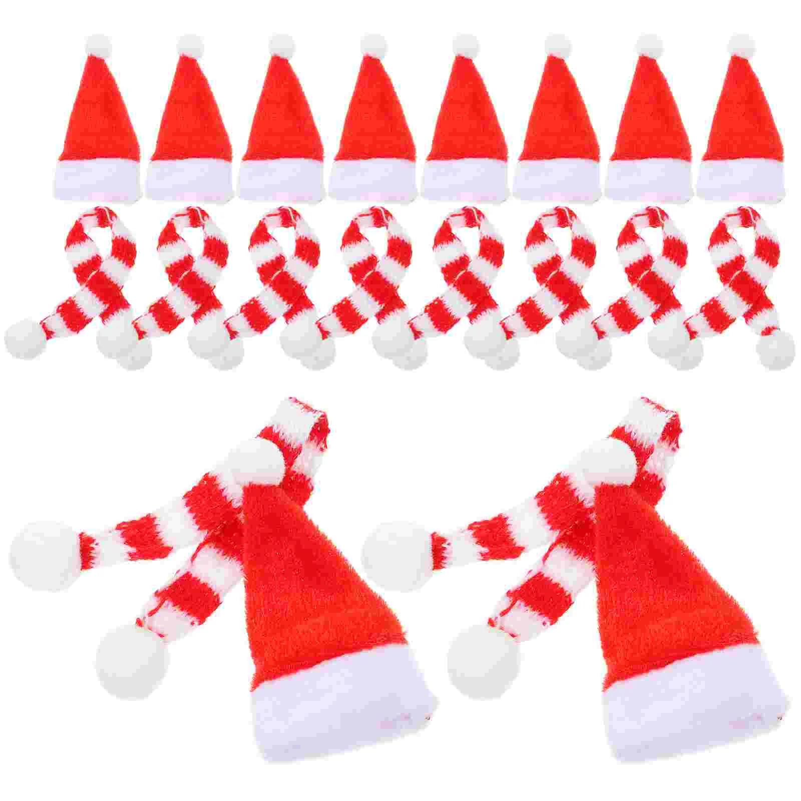 20 pçs chapéu de natal xadrez noel decoração mini patos bonecas do bebê cachecol de malha ornamento de natal decorações artesanais