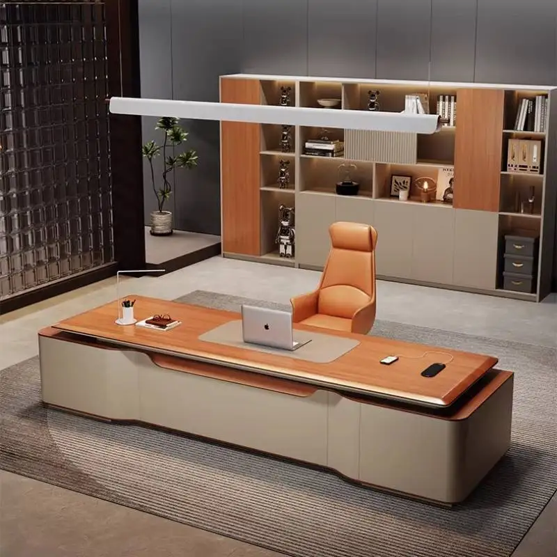 pz-Decoration Setup Office Desk Aesthetic Computer Workstation Accessories Office Desk Solid Wood Escritorio Estudio Furniture