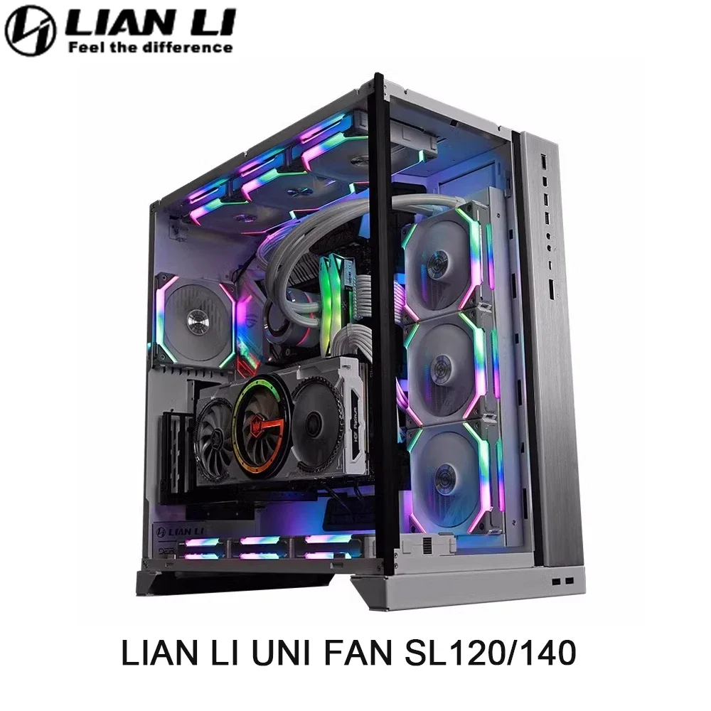 LIAN LI UNI-ventilador Modular sin cable SL120 SL140 PWM, enfriador de agua/aire con cadena de margaritas, ARGB AURA SYNC, 5V