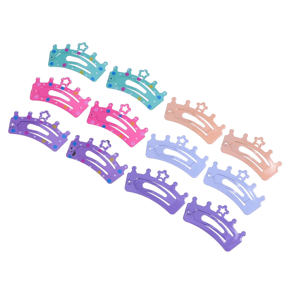 

12Pcs Crown Hair Clips for Girls Kids Toddlers Babies Teens Random Color Metal Lacquer Coated Barrettes Hairpins Stylish
