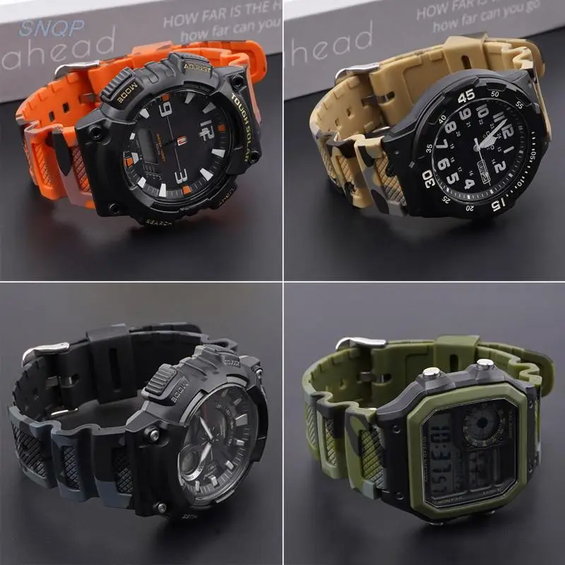 Strap for Casio AQ-S810W Rubber Watch Band AE-1000W AE-1200/1300 SGW-300 Camouflage Silicone Wrist Bracelet Accessories 18mm