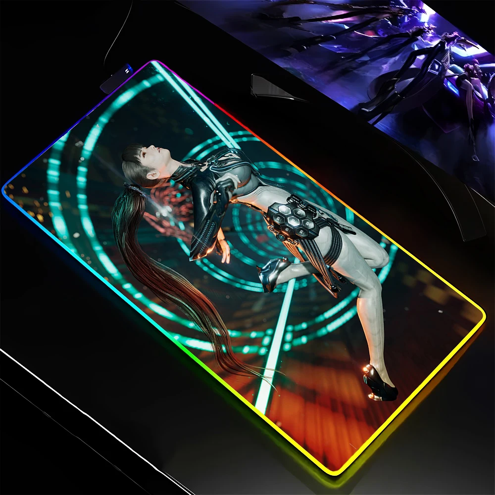 

RGB Stellar Blade Большой игровой коврик для мыши Красочный противоскользящий коврик для клавиатуры Светящиеся настольные коврики с подсветкой Игровой коврик для мыши Xxl 90x40 см