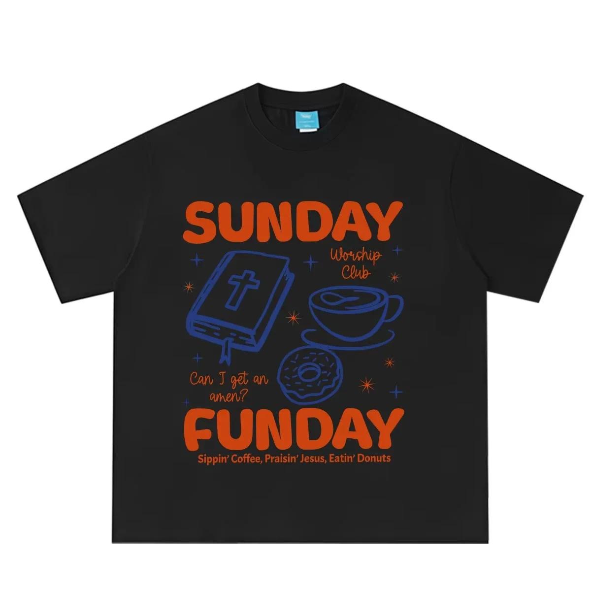 Sunday Funday Coffee Christian Bible Faith Jesus Graphics T-Women Fashion Casual T-shirt Summer Loose  T-shirts