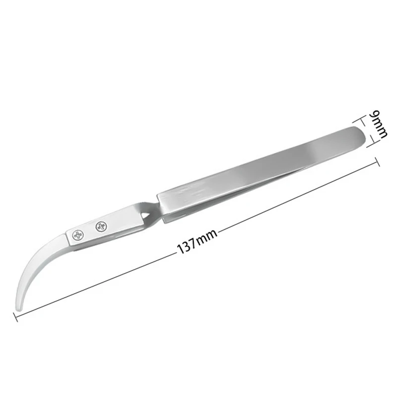 Interchangeable Head Anti-static Stainless Steel Ceramic Tweezers Heat-resistant Anti-magnetic Bending Straight Industrial Clips