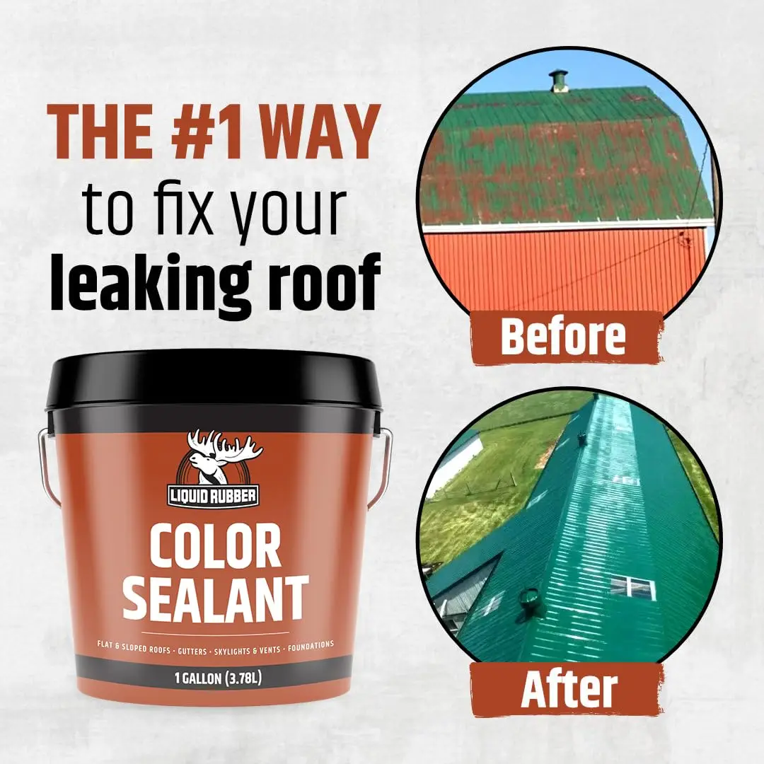 Color Sealant - Multi-Surface Leak Repair Indoor and Outdoor Coating, Water-Based, Easy to Apply, Dark Gray, 5 Gal