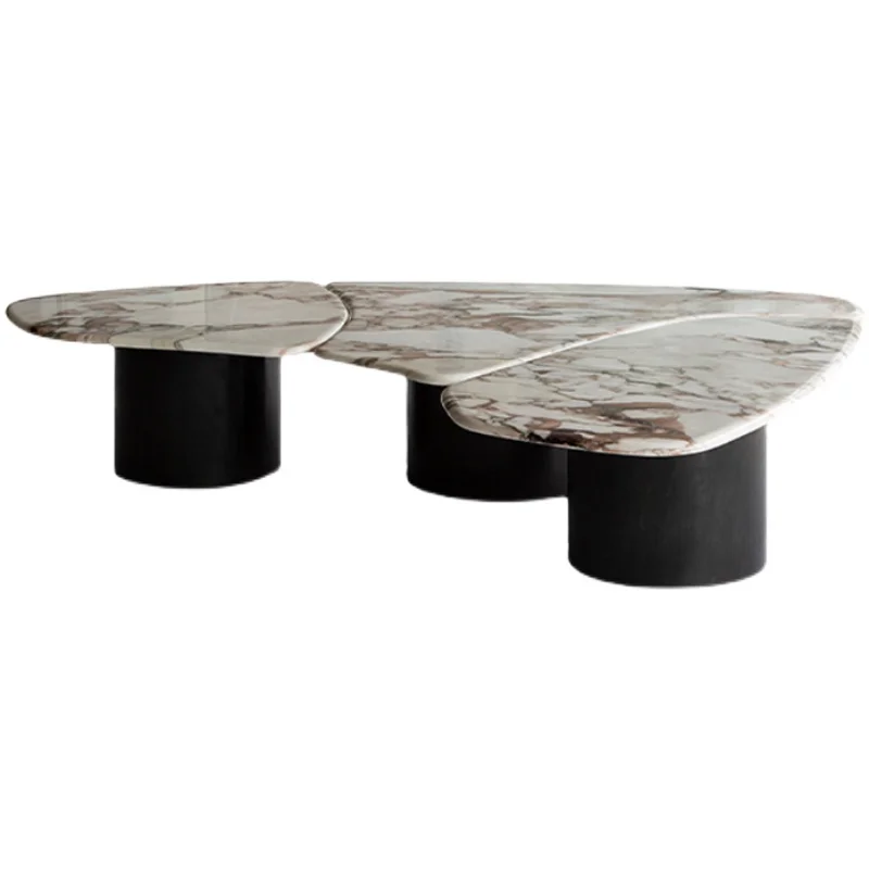 Italian Style Marble Countertop Coffee Table Special-Shaped Splicing Combination Simple and Light Luxury Design Villa