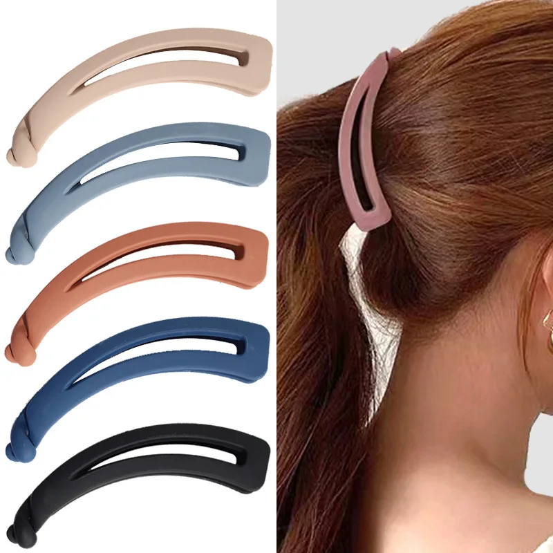 New Simple Banana Hair Pin Frosted Solid Hair Clip Claw Clamp Ponytail Clip for Women Girls Headwear Women Hair Accessories