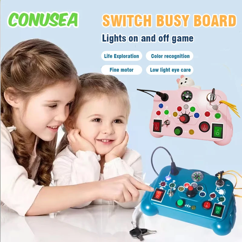 Montessori Toys Busy Board Sensory Toys Led Light Switch Control Board Children Educational Toys Hand Eye Coordination for Baby