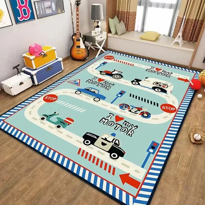 Car Park Children Crawling Carpets for Living Room Decoration Kids Bedroom Home Decor Sofa Carpet Non Slip Area Rug Floor Mat