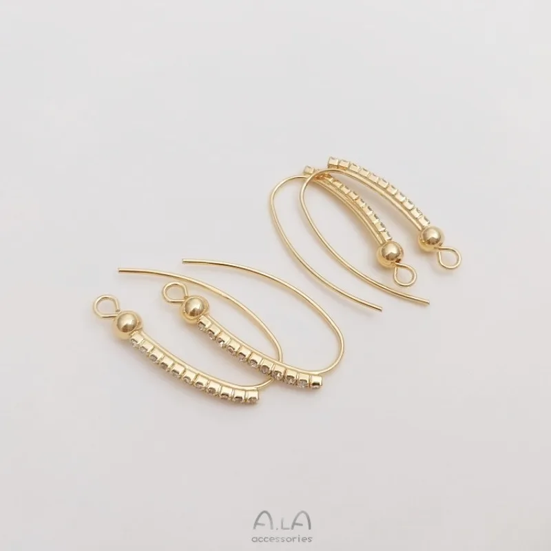 14K Gold Zircon Plus Beads With Hanging Large U-shaped Ear Hook Hmade DIY Earrings Ear Jewelry Ear Hook Accessories