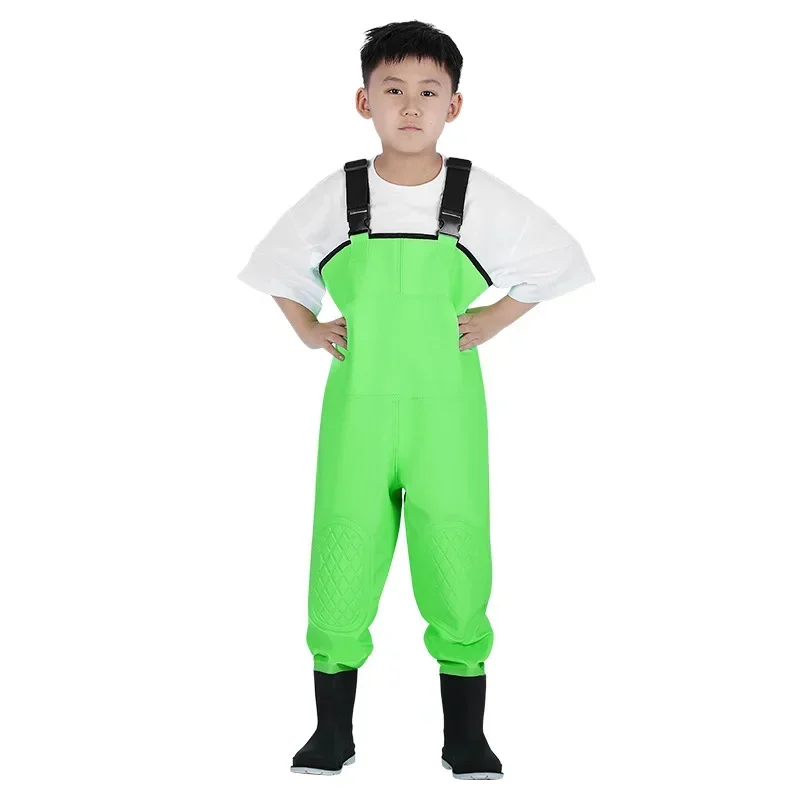 

One-piece waterproof pants wading clothes rain pants rain boots integrated children's kindergarten playing water beach catc