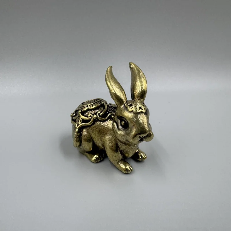 Antique Collectible Bronze Zodiac Solid Ornament Pure Brass Fortune Rabbit Decorative