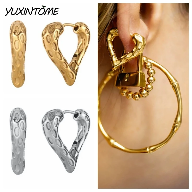 

925 Sterling Silver Needle Light Luxury Personality Fashionable Hole Twisted Heart-Shaped Earrings Women Party Earrings Jewelry