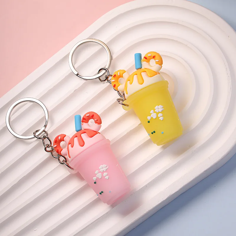 Niedliche Taschenanhänger Puppe Eis Milch Teetasse Schlüsselanhänger Zubehör