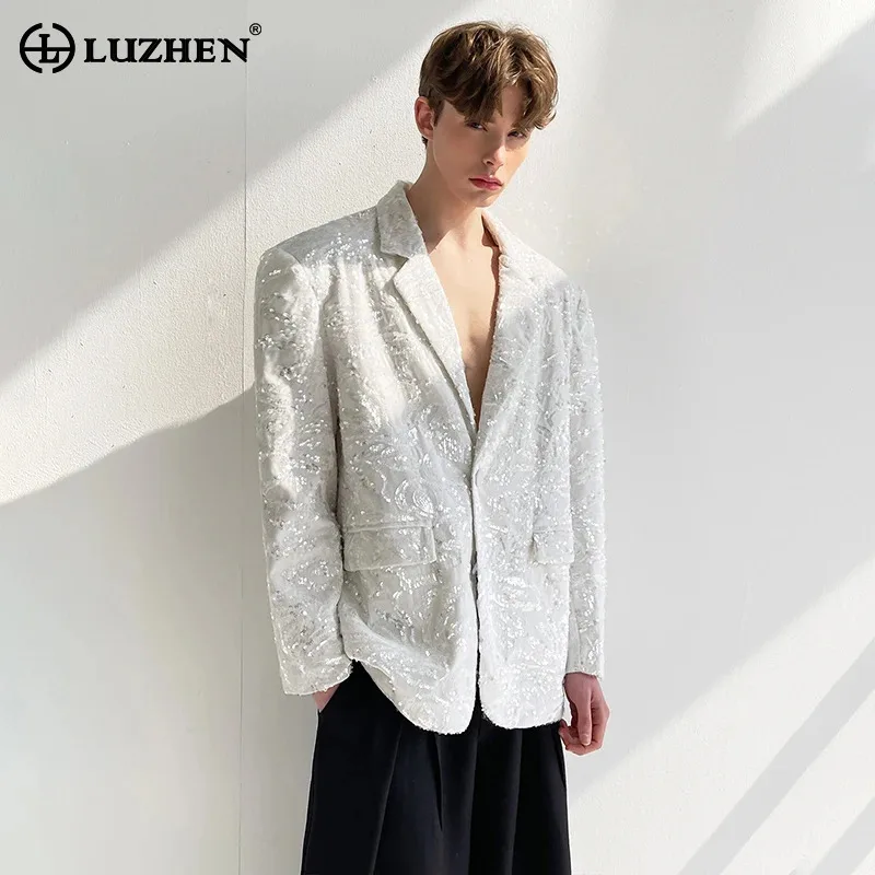 

LUZHEN, новинка 2025, куртка на плечо, блейзер, роскошный элегантный коврик, мужская модная куртка с вышивкой, лоскутное дизайнерское пальто, одежда JY4324