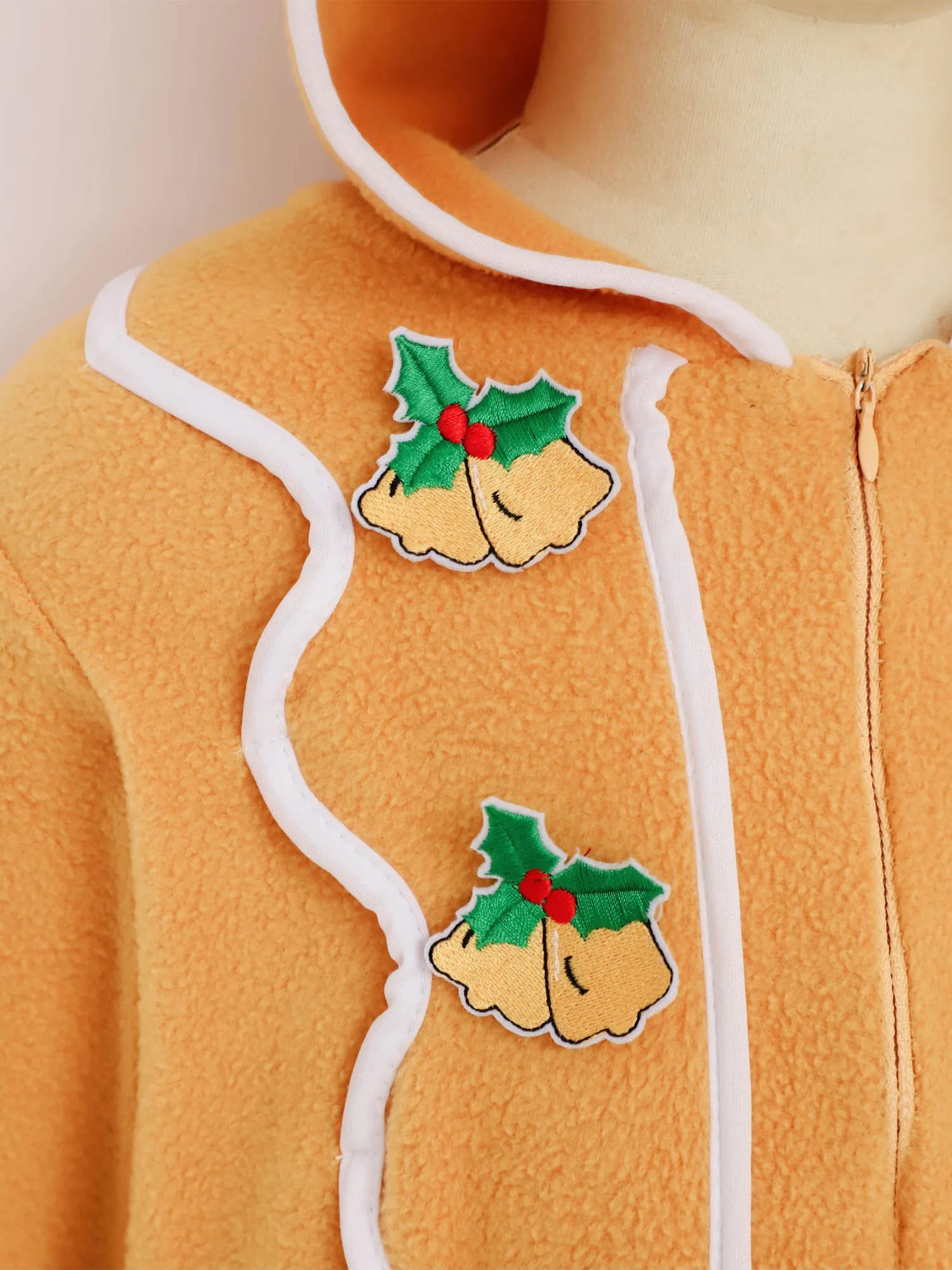 Kids Christmas Gingerbread Man Costume Long Sleeve Cute Embroidered Hoodie Jumpsuit Carnival Party Cookie Elf Bodysuit Homewear - view 5