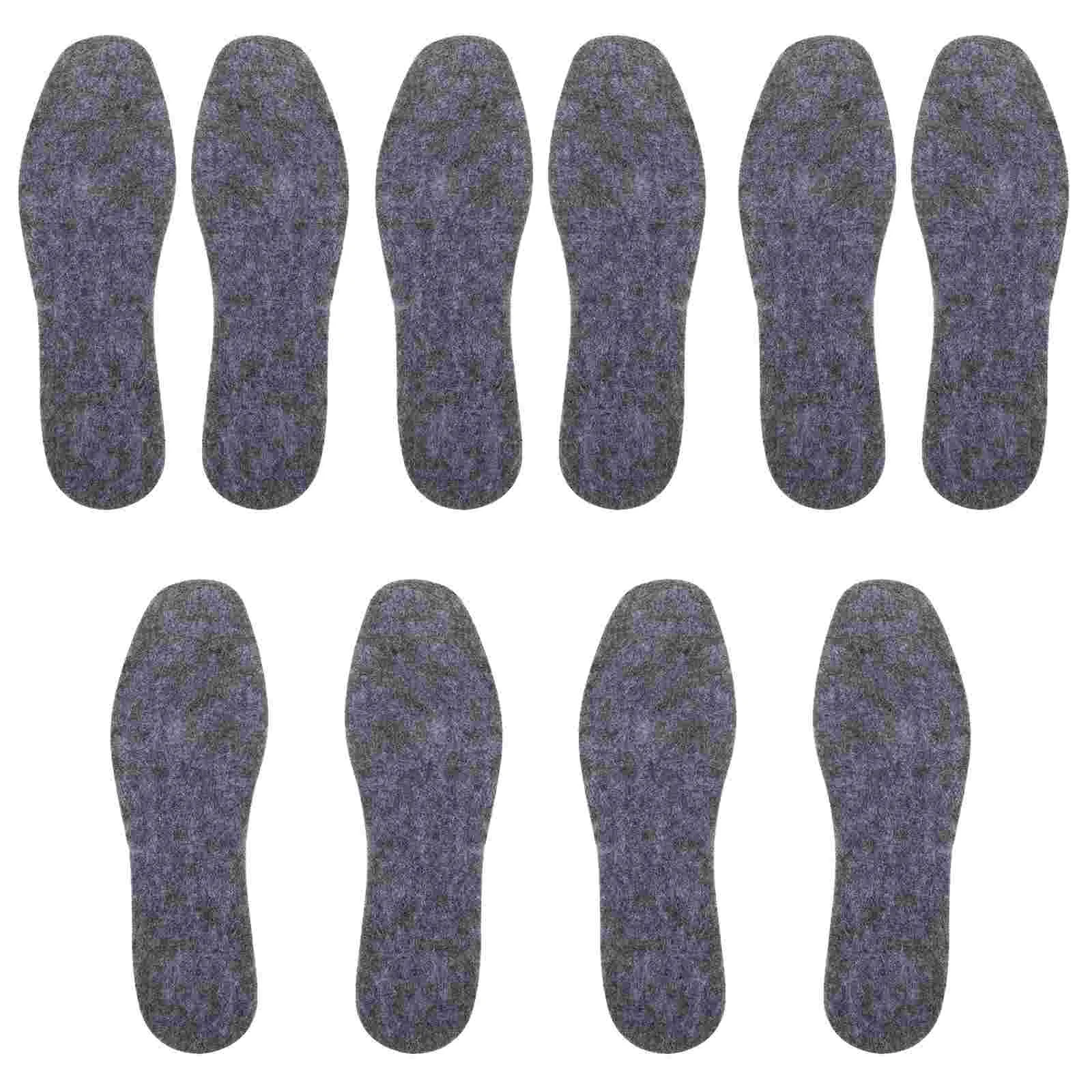 

5 Pairs Wool Felt Insole Shoe Insert Can Be Cut Boot Inserts for Men Boots Pads