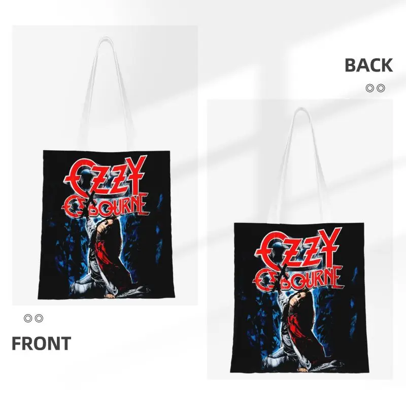 Heavy Metal Singer Music Ozzy Osbourne Groceries Tote Shopping Bag Women Canvas Shopper Shoulder Bag Large Capacity Handbags