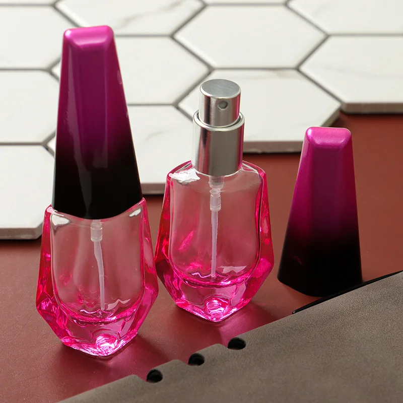 Botella de Perfume en Forma de Diamante Rosa de 10 ml, Envase Recargable Vacío, Elegante