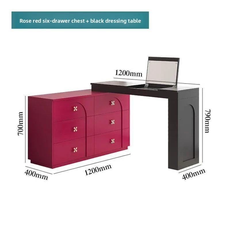 Dressing table French minimalist dresser, integrated chest of drawers, retractable master bedroom, six chest of drawers