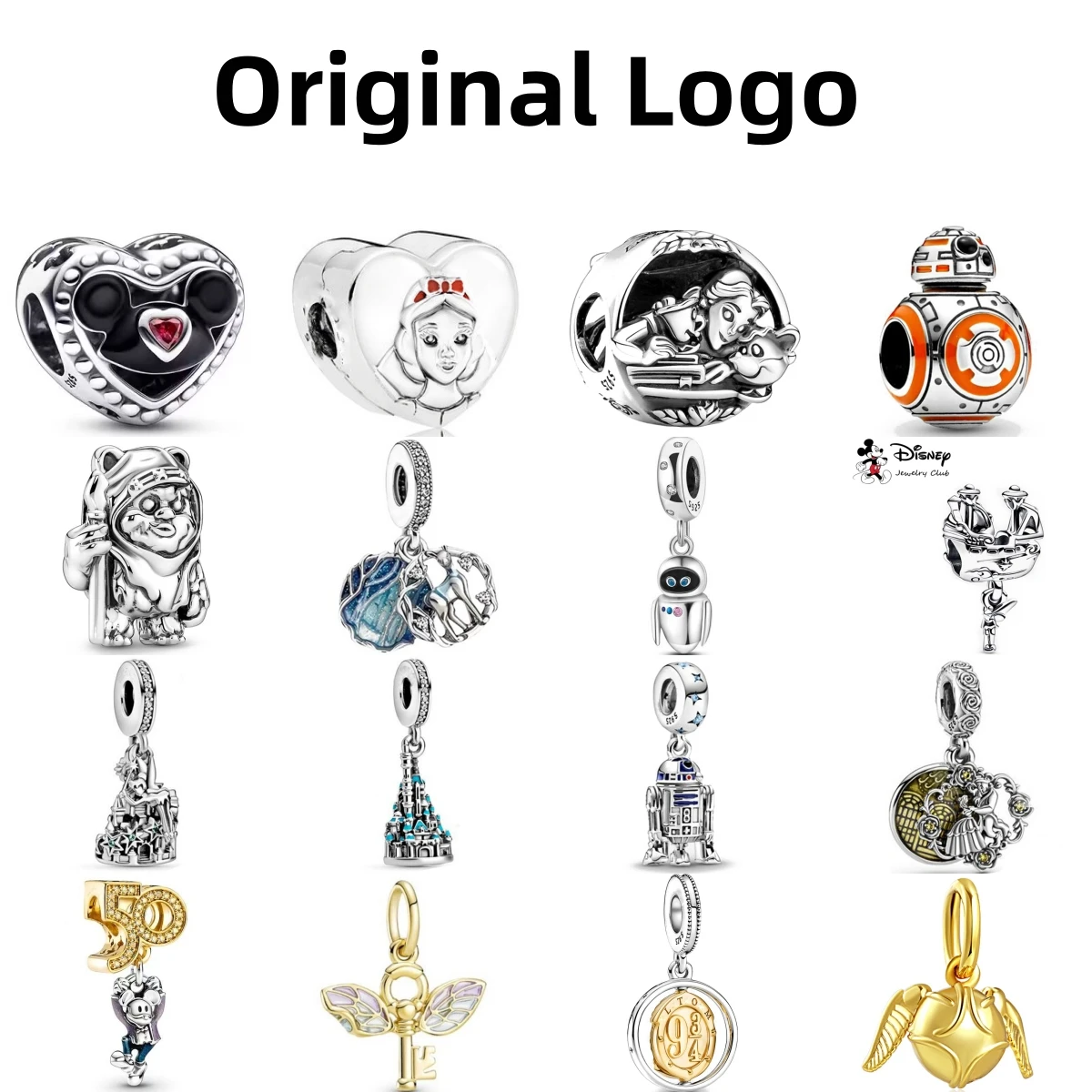 New 925 Silver Disney Robot Castle Deer Princess Pendants Charms Beads Fit Original Pandora Bracelet DIY Jewelry For Women 2024