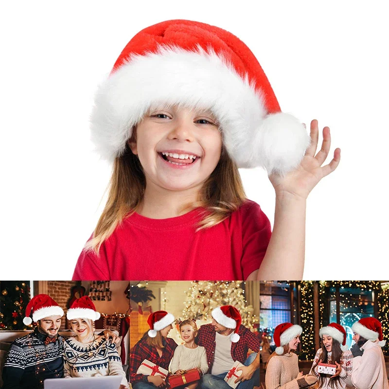 Świąteczna pluszowa czapka Świętego Mikołaja, nowatorska czapka, akcesorium do ubrań świątecznych dla dzieci, rekwizyt do przebierania, dekoracja, prezent dla Świętego Mikołaja, artykuły na przyjęcie.
