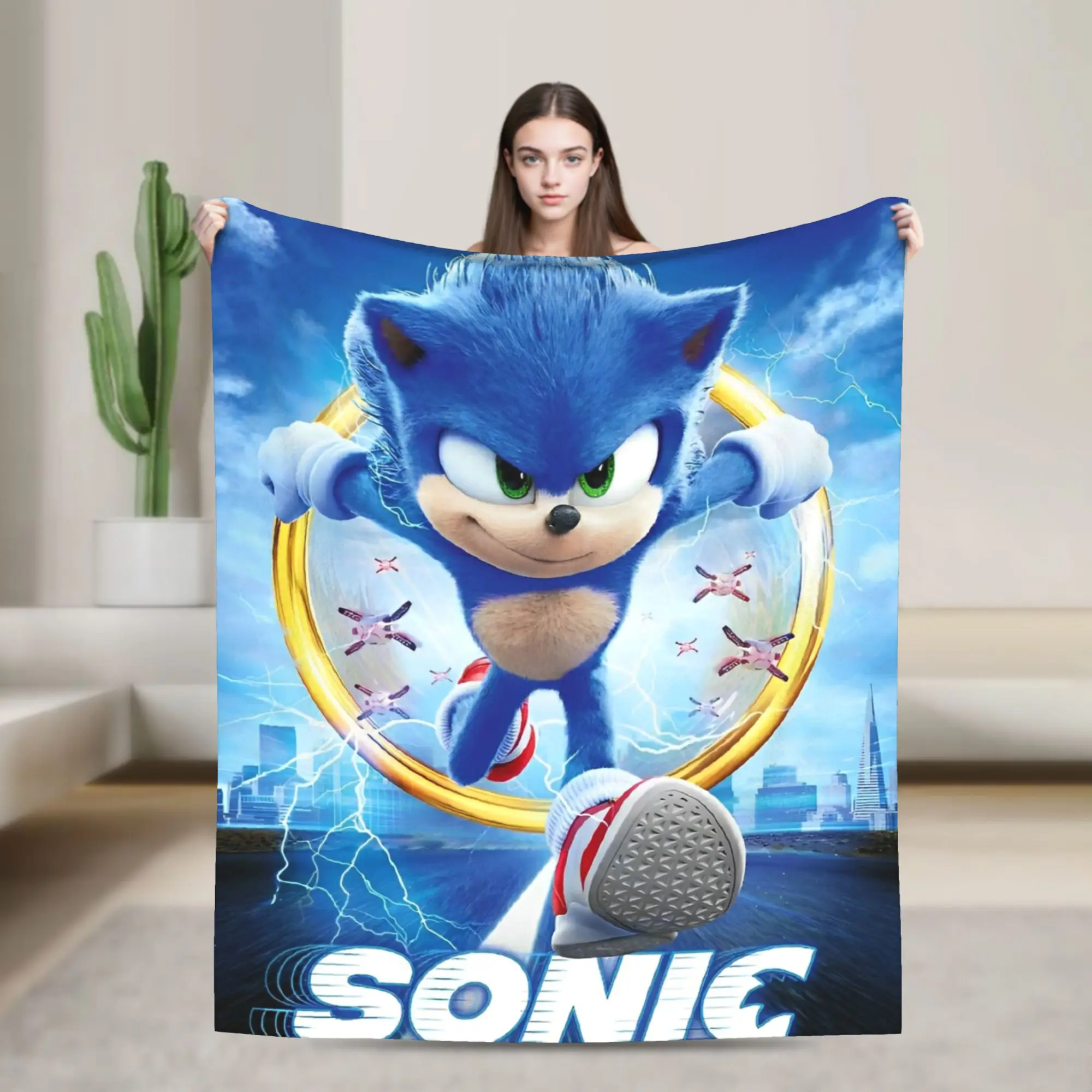 Cartoon Anime The Hedgehog Shadow  Blanket  Wool Awesome Warm Throw Blanket for Coverlet Summer