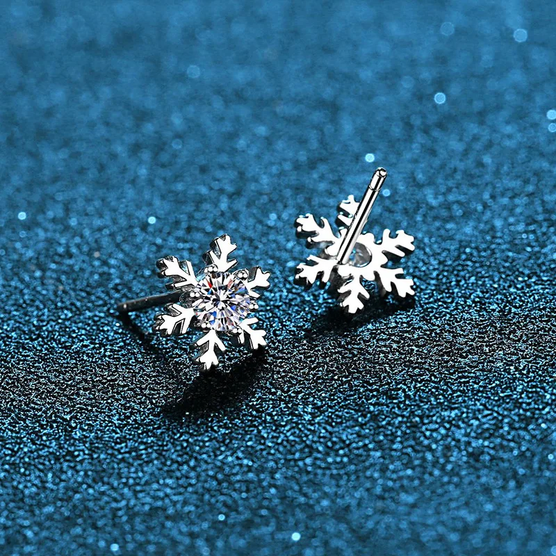 Moissanite earrings s925 sterling silver snowflake earrings Moissanite diamond personality original earrings popular online