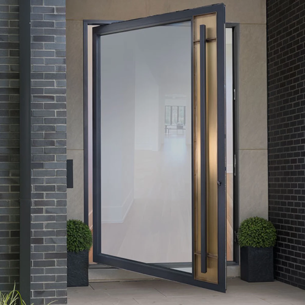 

Sixinalu Pivot Entrence Door Aluminum Alloy Profile Custom-made Home Interior Doors Double Glass Modern Style Home Decor