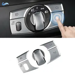 LHD-Interruptor de faro Interior para coche, cubierta embellecedora de ABS cromado para BMW X5, E70, 2008, 2009, 2010, 2011, 2012, 2013, X6, E71, 2009-2014