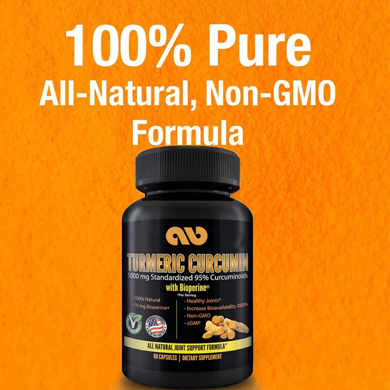 Curcumin 1000mg, Bioperine 10mg, increased absorption, non GMO, vegetarian, gluten free, 60 capsules