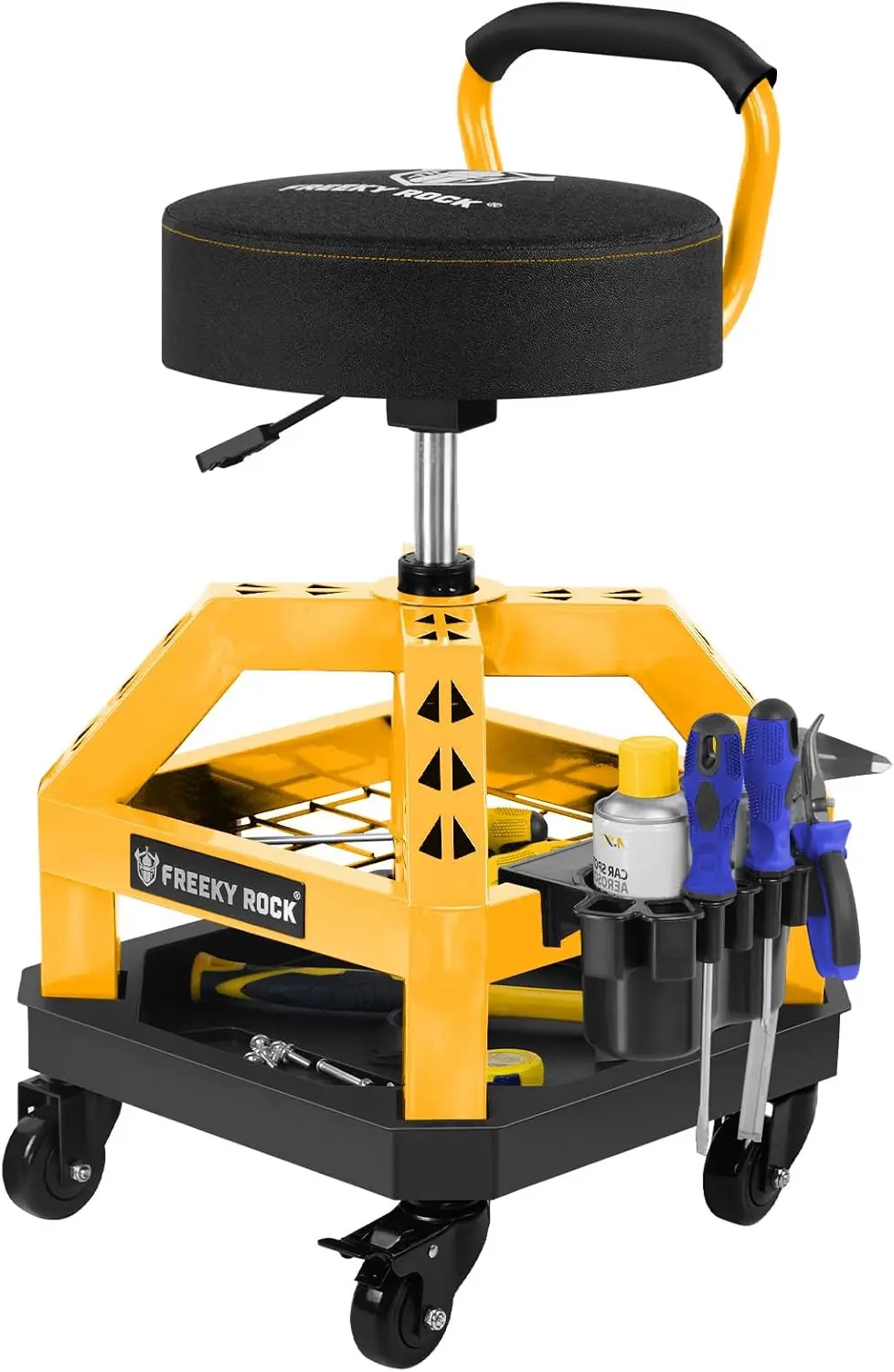 

Сверхмощный регулируемый табурет-механик на колесиках со спинкой, подставкой для инструментов и емкостью 330 фунтов