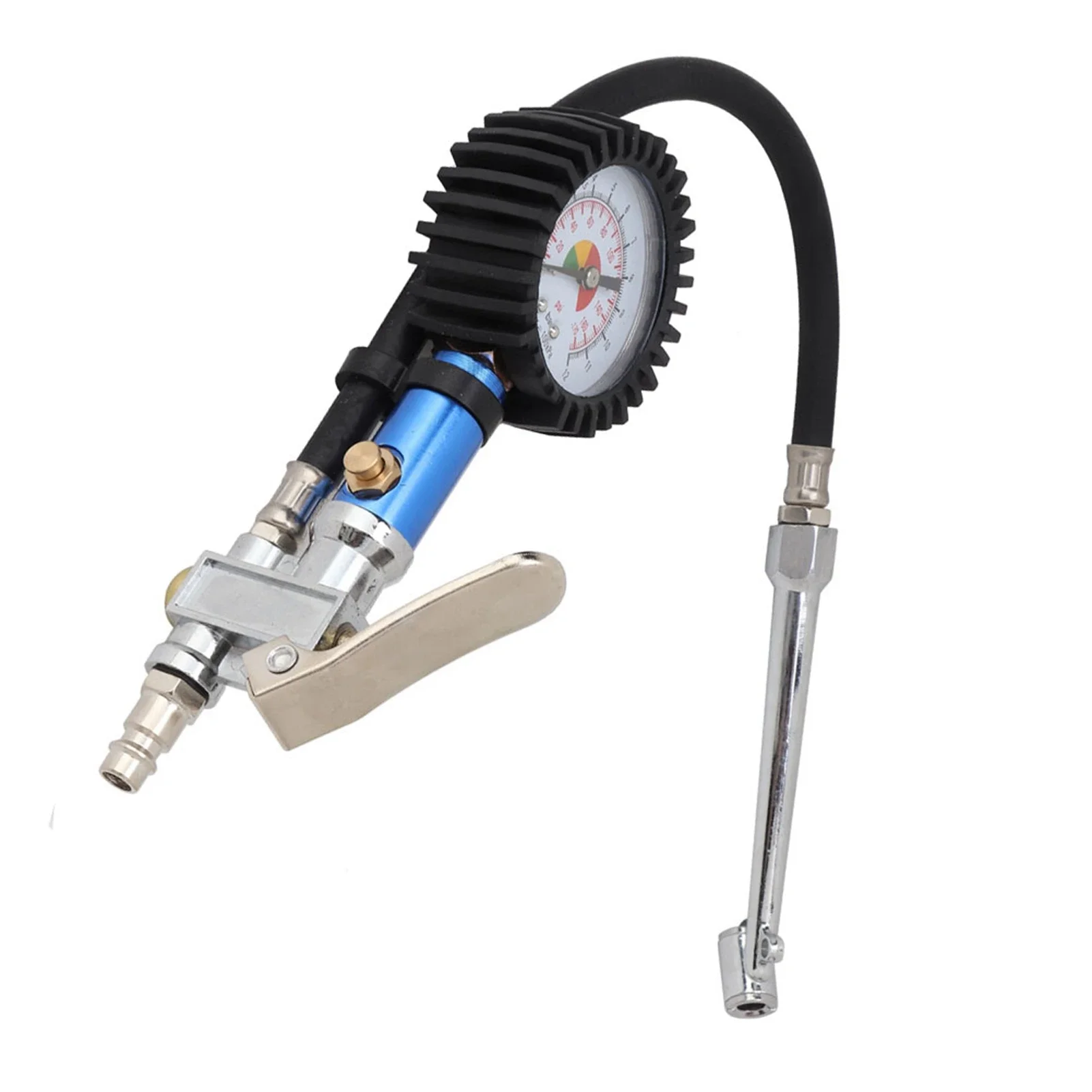 Inflatorpistole, Reifenfüller, Manometer, Pumppistole 12, selbstspannender Reifenfüller mit Luftdruckmesser und schnellem Luftanschluss – Detail 1