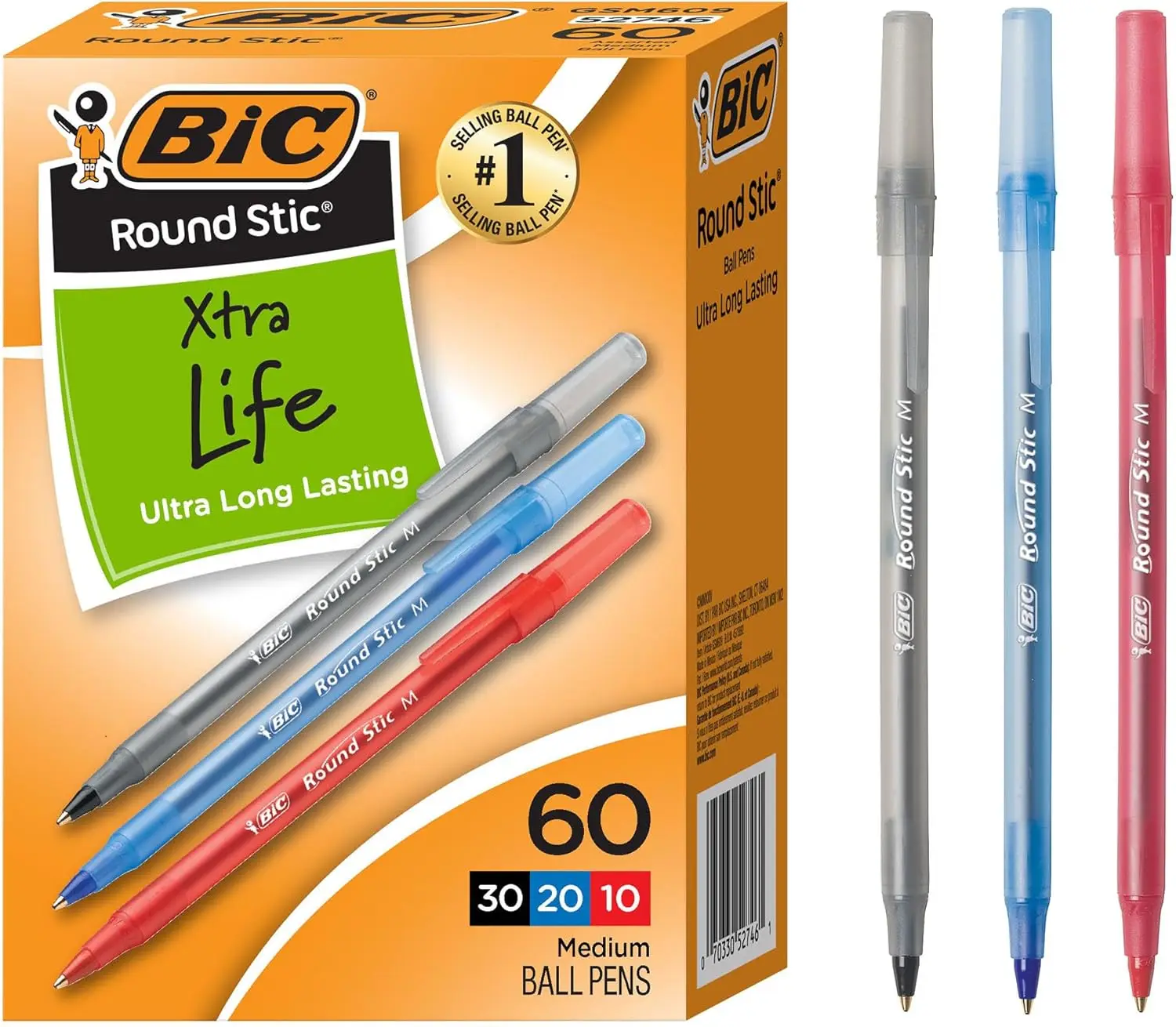 

60-Count Bulk Ballpoint Pens, Medium Point 1.0mm, Comfortable Flexible Barrel for Smooth Writing - Top Selling Pens