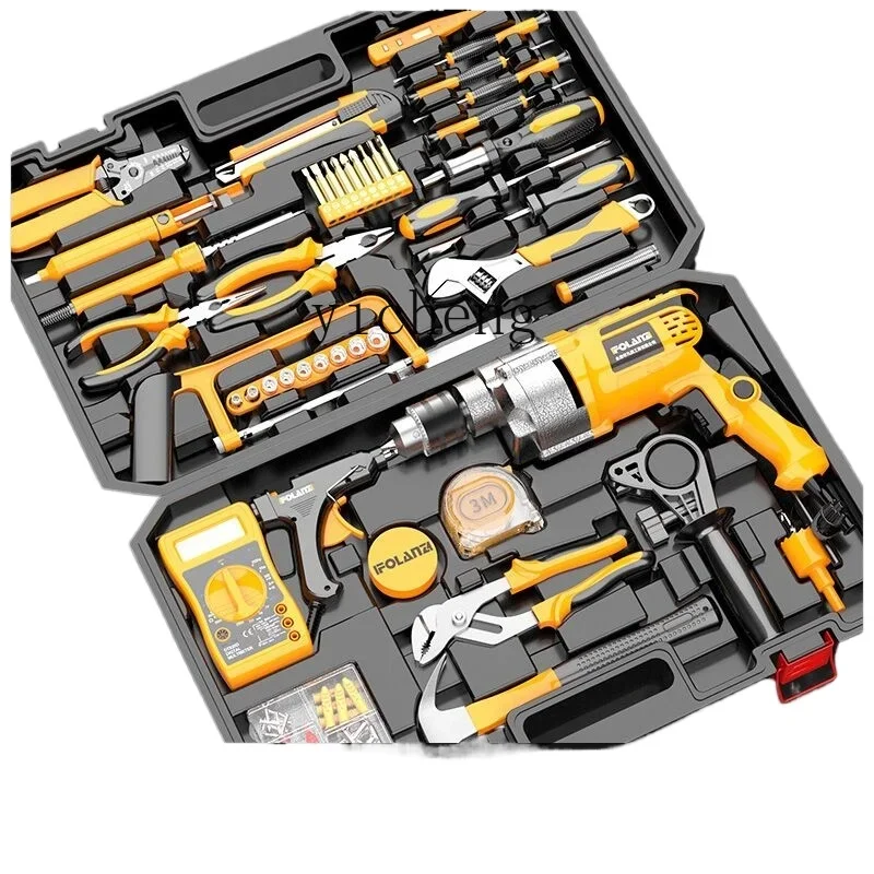 TQH Household Tools Set Hardware Electric Drill Toolbox Woodworking Maintenance Multifunctional