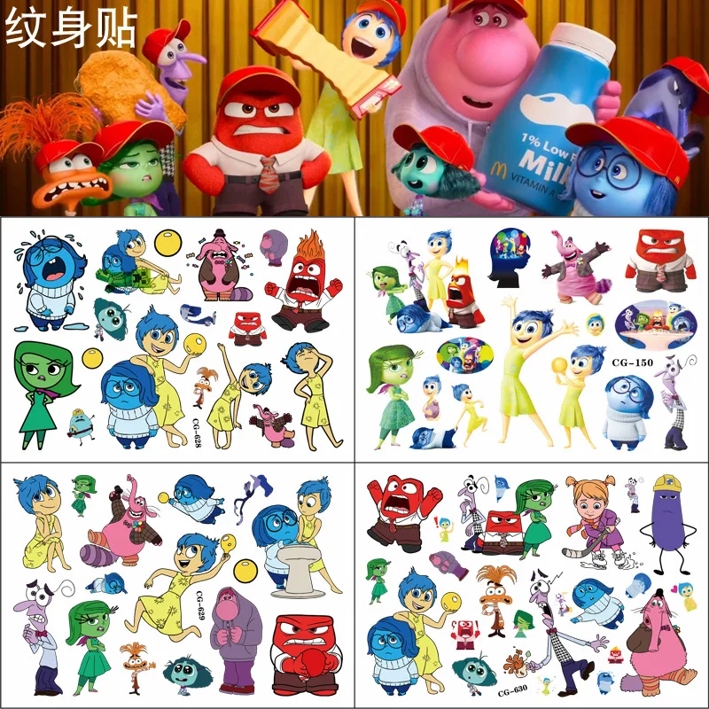 Disney Inside Out 2 Tattoo Sticker Kawaii Anime Diy Lasting Arm Cute Water Transfer Printing Tattoo Stickers Toys Girls Gifts