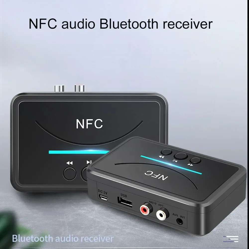 

Bluetooth5.0 Wireless Audio Receiver with NFC AUX function 3.5mm USB Smart Playback Stereo Wireless Adapter For Car Kit Speaker