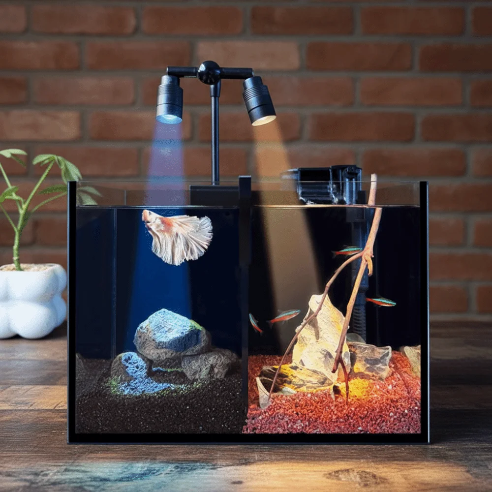 

Double-headed Mini Clip-on Aquarium Lamp Adjustable Zoom Rotation Adjustable Focus Spotlight USB 6W Fish Tank Clip Lamp