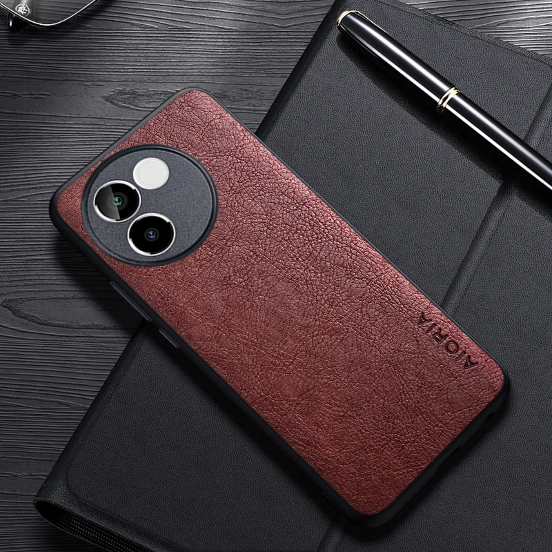 حافظة جلدية فاخرة لفيفو v30e ، تصميم بسيط ، أسلوب عمل