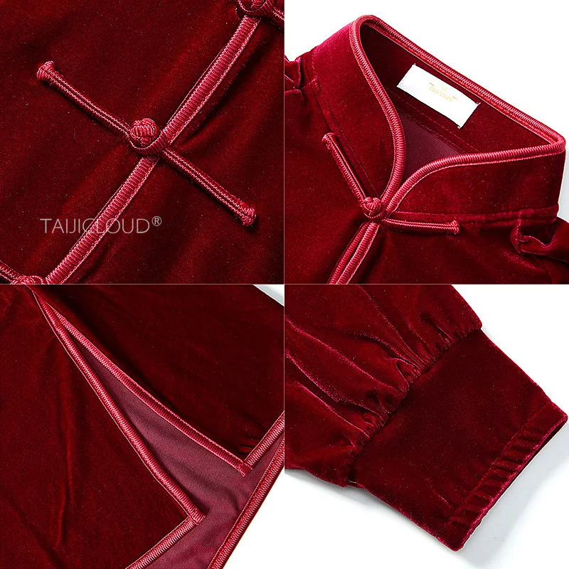 Women's Plush Velvet Tai Chi Uniform, Men's Chinese Style Kung Fu Practice Outfit for Morning Training & Martial Arts