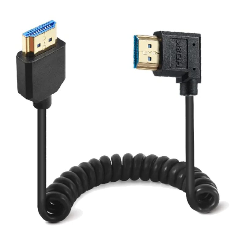 

Спиральный кабель HDMI 8K при 60 Гц, левый угол 90 градусов, переходник HDMI 2.1 «папа-папа», пружинный спиральный шнур, Ultra HD